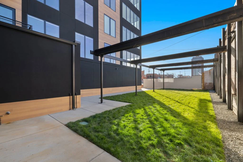Landscaped outdoor space at Old Town Flats